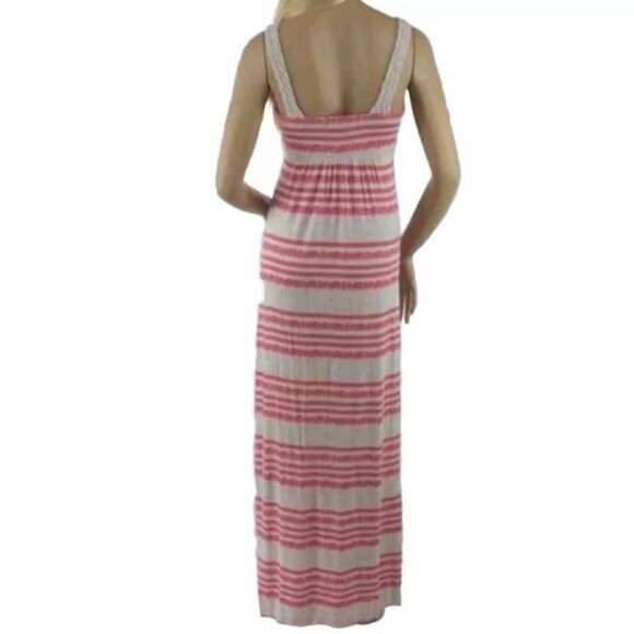 Vintage Neiman Marcus Coral Gray Weaved Strap Maxi Dress - Picture 7 of 12
